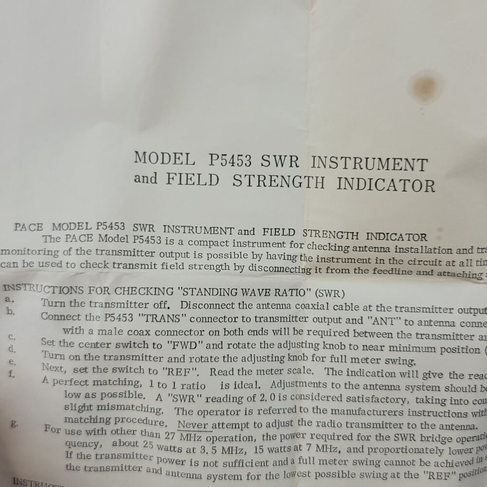 VINTAGE SWR Instrument and Field Strength Indicator Model P5453 - Picture 9 of 9